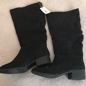 NWT Merona Wide Calf Black Pull On Boots Size 7.5